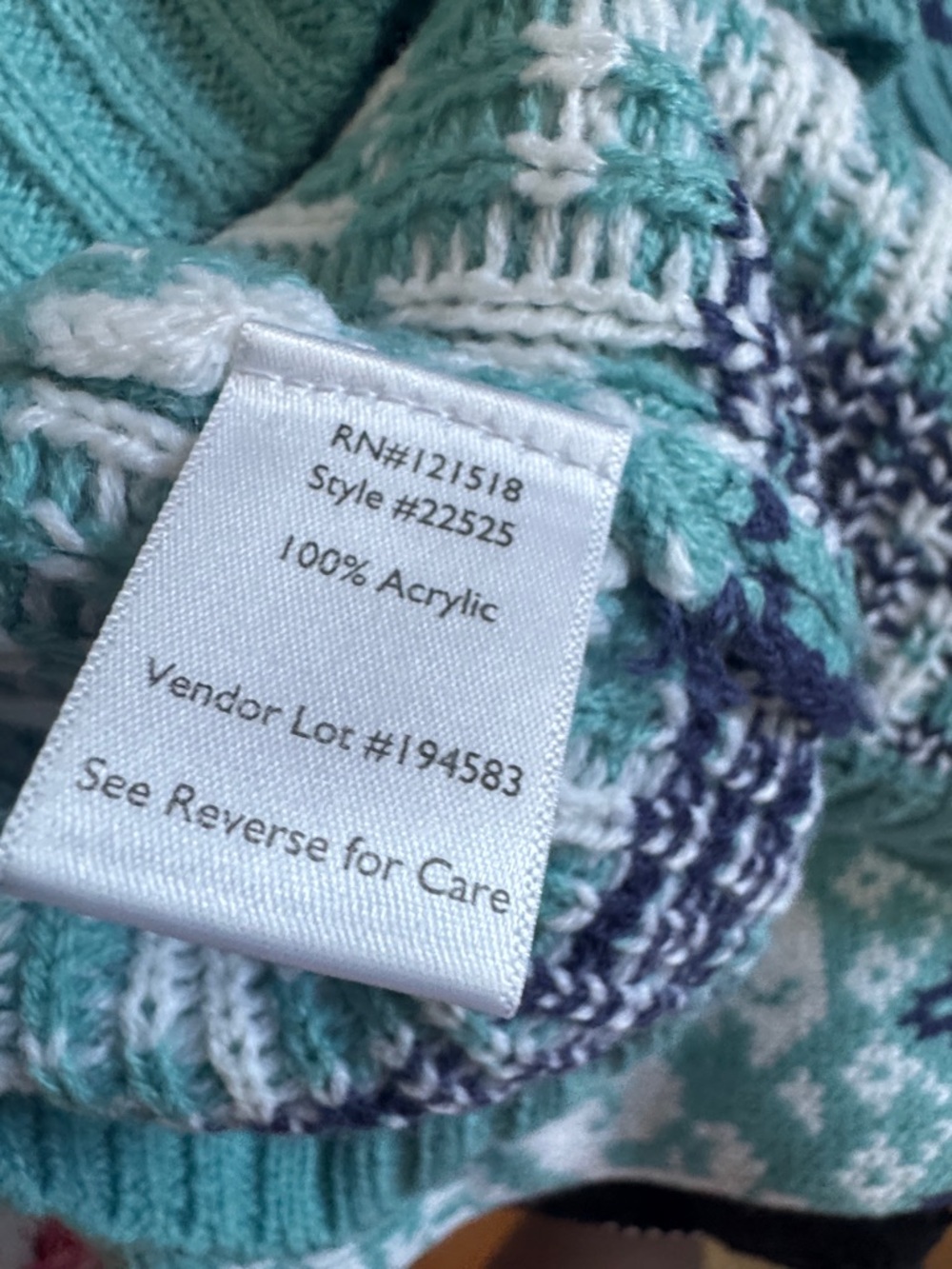 🆕 National Women's Fair Isle Patterned Teal and White Button-Up Cardigan Sweater - Picture 9 of 10